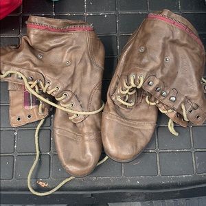 Light brown lace up booties